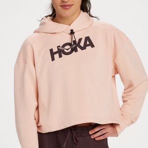 Hoka cropped length Light peach/ Pink Hoodie Sweater size S